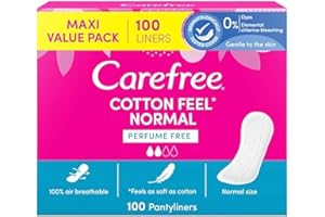 Carefree Salvaslip Cotton Feel Normal sin perfume, Salva slip mujer 100% transpirables para todo tipo de slip, cómodos protectores slips que se adaptan a los movimientos del cuerpo, Maxi Formato 100