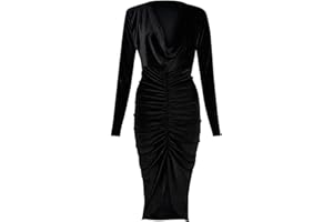 Mustwearit Women Ladies Crushed Velvet Cowl Neck Long Front Ruched Midi Dress Sizes 8-26