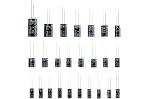 WINGONEER 25 Valori 16V 25V 50V 1uF a 2200uF Condensatori elettrolitici Assorted Kit Assortimento Set Nero - 125PCS