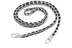 LUFDEGIM Taschenkette,Handtasche Kette Metall Ersatz Trageriemen Kette 120cm Kettenriemen Schultergurt für Damen Handtaschen Schulterriemen Tragegurt Metall Ketten Taschenzubehoer (Silber/Schwarz)