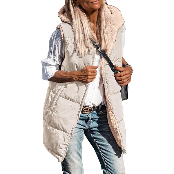 FEOYA Gilet Trapuntato Donna Invernale, Senza Maniche, Colletto Alto, Antivento, Con Tasche E Coulisse, Caldo E Comodo - 3