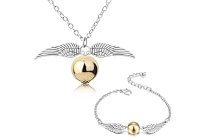 YouU 2 Pezzi Collana e Braccialetto Boccino d'oro Ali d'argento della saga per Fans Collezione di regali o decorazioni Magici Cosplay Costume con Scatola