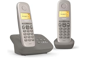 Gigaset AL170A Duo Téléphone fixe sans fil DECT/GAP Répondeur Taupe [Version Française]