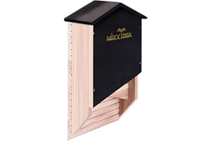 MIXXIDEA Fledermaus-Box, Doppelkammer, für den Außenbereich, für Wald ，Fledermaus-Unterschlupf, große Fledermausbox, handgefertigt aus Zedernholz – einfach für Fledermäuse zu Land-Schwartz