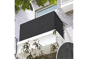 CJHZQYY Balcony Privacy Screen, 0.9 x 5 m, Garden Privacy Screen, HDPE Balcony Safety Cover, Ventilated Weatherproof Balcony Net with 10 Straps (Black)