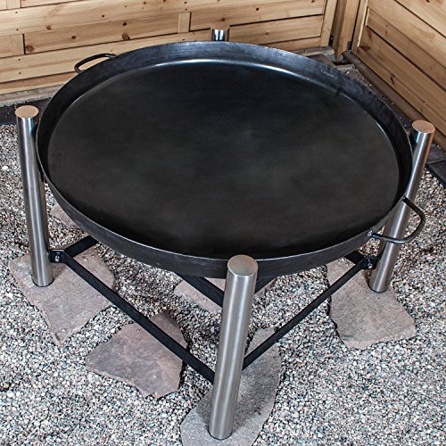 Köhko Designer-Feuerschale Ø 80 cm + 2 Griffen mit Ständer (Höhe 60 cm) aus Edelstahl und lackierten Eisenstreben 42020-41002 - 4