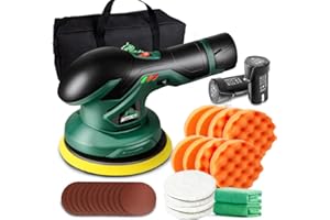 BATOCA Lucidatrice Orbitale Auto ,con 2 Batteria e Caricabatteria,Lucidatrice Eccentrica 5mm,Regolazione 6 Velocità,Set Lucidatrice Mobile ,per Lucidatura,150mm lucidatura Pad