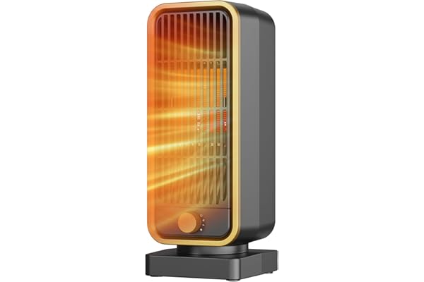 Calefactor Eléctrico Pequeño y Económico - 900W Cerámico PTC Silencioso, 3 Niveles, Protección contra Sobrecarga y Vuelco, Calentador para Dormitorios/Oficinas