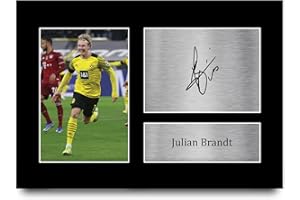 HWC Trading A4 Julian Brandt Borussia Dortmund Geschenke Gedrucktes Signiertes Autogramm Foto für Fußball Anhänger and Fans