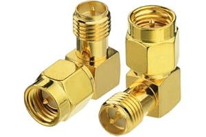 Eightwood SMA Angle RP Adaptador SMA Hembra a SMA Adaptador WiFi Macho 2 Piezas para Tarjeta WiFi WiFi Tarjetas PCI Router inalámbrico Bluetooth ZigBee