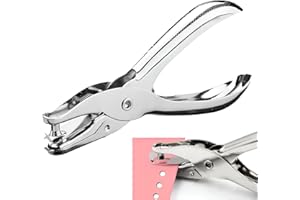 VAYFONI 6mm single hole punch with chrome metal handle - perfect for office and crafts - Ideal single hole punch for crafts (silver)
