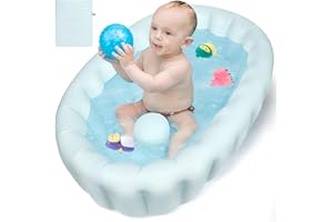 MACALLEN Baby Badewanne für Neugeborene Dusche, Tragbar Faltbar Kinder Aufblasbare Badewanne, Rutschfeste, Bequeme und Weiche Babybadewanne für Jungen und Mädchen im Alter von 0 bis 12 Monaten, Blau