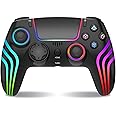 SWCTIM Wireless Controller for PS4 with LED Lighting, Remote Controller Compatible with PS4/PS4 Slim/PS4 Pro/PC,with Vibration&Turbo,6-Axis Motion,3.5mm Headphone Jack,Black