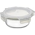 Amazon Brand - Solimo Borosilicate Glass Container with Safe Lock and Transparent Lid, Round (400 ml)