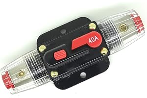 Buwico® DC 12V 20A /30A/ 50A/ 60A/ 80A Car Protection Audio Inline Circuit Breaker Fuse Holder (12V 40A)