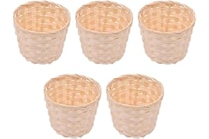 GANAZONO Panier en miniature 5 pièces pour décorer mini paniers en osier, petit panier tressé pour artisanat, mini paniers de pique-nique
