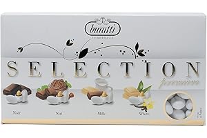 Buratti Confetti Dragées à l'amande Recouverte de Chocolat Tendresses Sélection 1 Kg -noir, noisette, lait et blanc