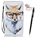 Produktbild Wiko Lenny 3 Hülle, Wiko Lenny 3 Schutzhülle Leder Hülle, Alfort 3 in 1 Flip Wallet Fashion Design Dual Use Falten Premium PU Leder Tasche Case Cover Folio Mappen Kasten Abdeckung für Wiko Lenny 3 5.0" Smartphone Funktion Unterstützte Telefone mit Fuchs ( Weiß ) + Netter Staub Stecker + Alfort Schwarz Stylus Pen