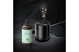 INXDOLHOM Difusor sin Agua con 120 ml de aceites Esenciales, Ajuste de pulverización de 10/30/90s, Temporizador y difusor de Aceite Esencial, Funciona con Pilas, Dura 48 Horas, Niebla Muy silenciosa y densa