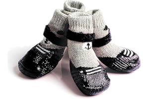 BulzEU Chaussettes Chien, Chaussettes Chaudes Botte Antidérapantes Imperméable Protection de Pattes Pieds pour Les Chiens pour Hiver Printemps et Automne (L, Noir)