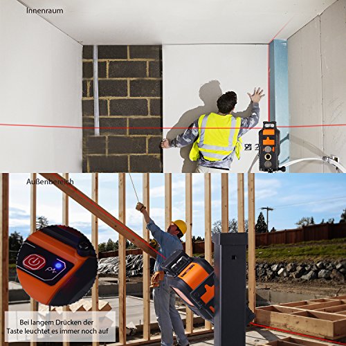 Tacklife SC L03 Klassischer Kreuzlinien-Laser mit Messbereich 30M und Neigungsfunktion, 360 Grad Horizontaler Linie, Linienlaser IP 54 Staub- und Spritzwasserschutz ( inkl. Schutztasche, Magnetische schwenkbare Haltung) - 7