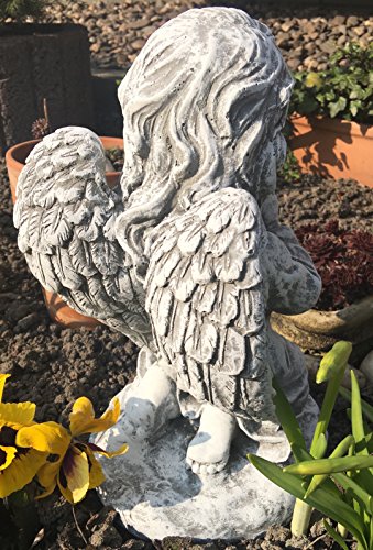 Steinfigur Engel kniend , massiver Steinguss, frost- und wetterfest bis -30°C - 6