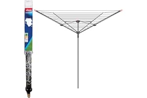 Vileda Secadora rotatoria de 4 brazos, tendedero para ropa de exterior con tendedero de 45 m, color plateado