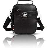 Av A Dos Men's Black Phone Split Leather Hand Shoulder Cross Strap Bag Medium Size