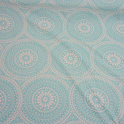 Stoff Meterware Baumwolle natur Mandala Türkis Ethno Mint - 2