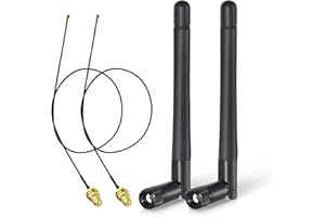 Bingfu Antenne WiFi Bi-Bande 2.4GHz 5GHz 3dBi RP-SMA Mâle, Câble 30cm de Presa Micro Coassiale 0.25mm pour ESP32 Intel Carte Réseau M.2 NGFF Routeur WiFi Caméra IP Sécurité Adaptateur USB