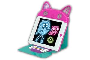 Cefa Toys - Pizarra Luminosa Premium con Luces de Colores La Casa de Muñecas de Gaby, Pizarra Mágica con Tableta Luminosa, 3 Rotuladores de Doble Cara, Apto para Niños a Partir de 5 Años