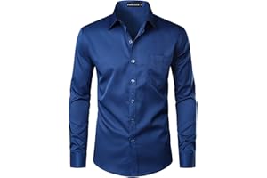PARKLEES Chemise boutonnée élégante à coupe ajustée, manches longues et poche, style urbain, décontracté ou habillé, pour homme