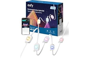 eufy Permanent Outdoor Lights E22, 50ft with 30 Triple-LED, Smart RGBWW Christmas Lights, Daily and Holiday, IP67 Waterproof, AI Lighting Themes for Christmas Decorations, Links with Cameras