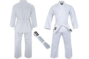 VERSAL Karate Gi for Kids/Adults Karate Uniform | Student White Karate Suit | 8oz Lightweight Polycotton Martial Arts Training Sparring Taekwondo Uniform with Belt
