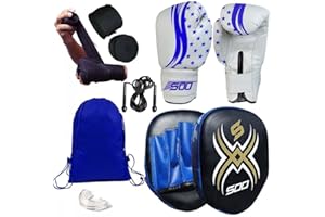 SOO Kids & Youth Boxing Gloves and Focus Pads Set Children Hook & Jab Target Mitts Punching Sparring Training Gloves for Junior Hand Target MMA, Muay Thai, Kickboxing, Karate Set
