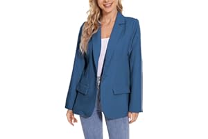 ZAHALA BATTERY Womens Causal Blazers Suit Open Front Long Sleeve Lapel Button Work Office Jackets Blazer with Pockets