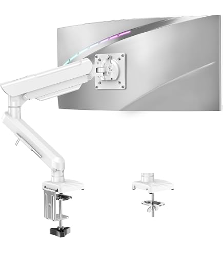 HILLPORT Support Écran PC 13-49 Pouces - Bras Gaz Ergonomique Rotatif 360° - Charge 3-20kg - Noir
