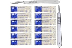 STYVECHALE Scalpel Handle No 3 Surgical Blades # 10 Carbon Steel Non Sterile Perfect for Surgical Sculpting Repairs Lab Anatomy Lab Training Sign Craft Card Making Cutter Podiatry