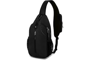 Aucuu Zaino Monospalla Uomo, Zaino Monospalla Sling Bag, Multifimzioni Borsa a Tracolla con Foro per le Cuffie, Sportivo Borsello Monospalle Zaini Petto, per Casual Ciclismo Trekking Viaggio