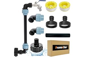 PROMAXSTAR IBC Tank Gooseneck 3/4 Inch Outlet Tap, S60 x 6 Tap Stopcock, 3/4 Inch IBC Adapter, IBC Tank Accessories for Rainwater Tank, Water Barrel, IBC Container (Blue)