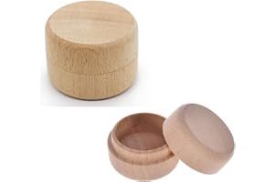HuWei 2PCS Small Round Unpainted Wooden Box, Wedding Ring Jewelry Boxes DIY Storage Trinket Bearer Box Container Case