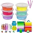 Firstly T DIY Multicolor Scented Magical Slimy Slime Gel Jelly Set Kit Air Dry Magic Crystal Clay Putty Toy Kit for Girls Boys Kids Slime with Glitter | Charms | Glitter Set (6 Slime+12 Clay+ 2 Pot)