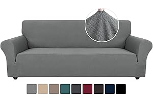 Ystyle Elastyczny Pokrowiec Na Sofę 4-Osobową, Nowoczesny Żakardowy Pokrowce Na Kanapę, Antypoślizgowy Rozciągliwy Ochraniacz Na Kanapę, Narzuty Na Sofę Z Podłokietnikami, Jasnoszary