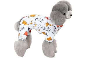 HuaLiSiJi Pyjama pour Petit Chien, Pyjama pour Chien, Extensible et Coquet, Facile à Mettre et à Enlever Convient Aux Chiens de Petite et Moyenne Taille (Large, Blanc)