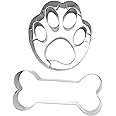 BekkiB 880352-Set di 2 stampi per biscotti "zampa & ossa" in acciaio inox per biscotti o dolcetti – tagliapasta per cottura e