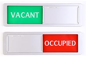 PROMESSA-DESIGN Vacant Occupied Sliding Sign XL - Green/Red Text Slider - 17,5 x 5 x 0,7 cm - Mocne naklejki 3M