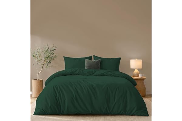 Twinzen Påslakanset 240x220 cm med 2 örngott 50x70 cm, Grön - 220x240 Vuxen Bäddset i Microfiber - Oeko-Tex