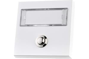 HUBER Pulsador de timbre de superficie de metal - con placa de identificación extra grande para nombres largos y dobles - timbre de superficie I con retroiluminación LED