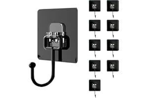 GYHWOFUL Haken Selbstklebend - 10 Stück (max 30 kg) Klebehaken Extra Stark Schwarz, Wasserdicht und Spurlos Handtuchhaken für Badezimmer, Decke, Wandhaken, Küchenutensilien, Schlüssel, Kleiderrucksack