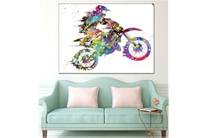 BOSWON Diamond Painting Kits Point de Croix Moto couleur,5D DIY Grande Broderie Diamant Peinture Complet Cristal Strass Adulte Enfant Mosaïque Arts Craft pour la Décor Murale Maison Round Drill,40x50cm